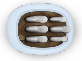 Комплект ножове със стойка SMEG KBSF02PB, 7 части, Слотове от акациево дърво, Немска неръждаема стомана, Пастелно син