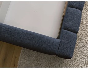 Тъмносиньо двойно тапицирано легло с място за съхранение с включена подматрачна рамка 140x190 cm Denali – Bobochic Paris