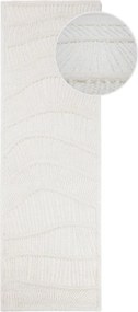 Бяла ръчно изработена пътека със смес от вълна 80x230 cm Sculptured Wave – Flair Rugs