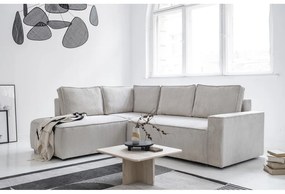 Бял разтегателен ъглов диван от рипсено кадифе (ляв ъгъл) Brave Dave – Miuform