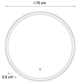 Огледало за баня черно 70 см с LED с допирен димер - Miral