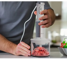 Пасатор, чопър и миксер 3в1 AENO AHB0004W, 1200W, 0.5 л, 18 степени, Турбо, DC мотор, Бял/инокс