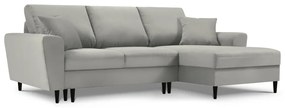 Светлосив разтегателен ъглов диван с място за съхранение от рипсено кадифе (десен ъгъл) Kyoto – Cosmopolitan Design