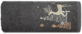 Памучна коледна кърпа сива с елен Šírka: 50 cm | Dĺžka: 90 cm