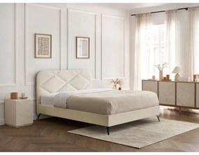 Бежово тапицирано двойно легло с включена подматрачна рамка 160x200 cm Prune – Bobochic Paris