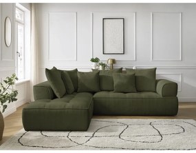 Зелен шенилов ъглов диван (ляв ъгъл/L форма) Whesley – Bobochic Paris
