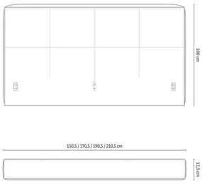 Синьо двойно легло 180x200 cm тапицирано с място за съхранение с включена подматрачна рамка Simon Darren – Micadoni