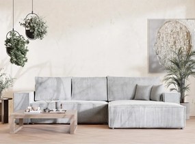 Светлосив шенилов сгъваем/с място за съхранение ъглов диван (десен ъгъл) Maze – Maison de Rêve