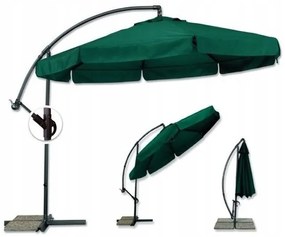 Зелен градински чадър със стойка