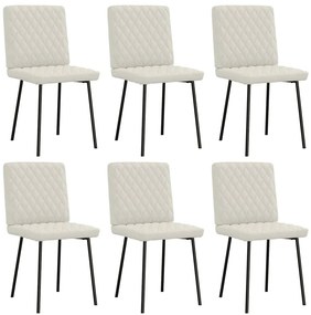 3315482 vidaXL Трапезни столове, 6 бр, кремави, кадифе