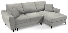 Светлосив разтегателен ъглов диван с място за съхранение от рипсено кадифе (десен ъгъл) Kyoto – Cosmopolitan Design