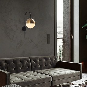 Черна и златисто стенна лампа ø 20 cm Bastos – Opviq lights