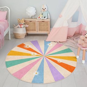 Детски килим подходящ за пране ø100 cm Rainbow Daisy – Mila Home