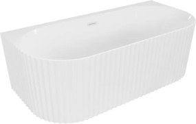 Mexen Sella свободностояща крайстенна оребрена вана 150 x 75 см, бял гланц, бял преливник - 52711507500-20