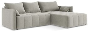 Светлосив разтегателен ъглов диван с място за съхранение (десен ъгъл) Moku – Makamii