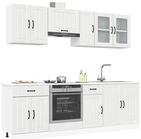 3314833 vidaXL Комплект кухненски шкафове от 8 части "Lucca", бяло гланцово инженерно дърво