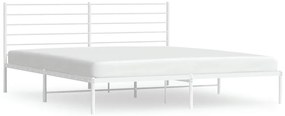 352375 vidaXL Метална рамка за легло с горна табла, бяла, 200x200 см
