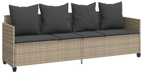 368349 vidaXL Шезлонг с възглавници, светлосив, полиратан