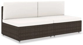 49513 vidaXL Двуместен модулен диван, полиратан, кафяв