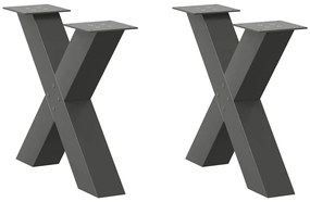 4012958 vidaXL Крака за масичка за кафе, X-образни, 2 бр., антрацит, 50 x (42-43) см, стомана