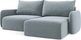 Син кадифен сгъваем/с място за съхранение ъглов диван (десен ъгъл) Kalena – Makamii