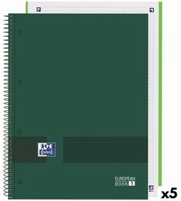 Тетрадка Oxford European Book Write&Erase Военно зелено A4 80 Листи 5 броя