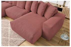 Светлорозов ъглов диван от рипсено кадифе Voltaire – Bobochic Paris