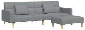 3258106 vidaXL 2-местен диван с табуретка, светлосив, текстил