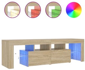804367 vidaXL ТВ шкаф с LED осветление, сонома дъб, 140x36,5x40 см