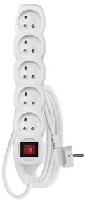 Удължител с ключ 5 гнезда 3м бял
