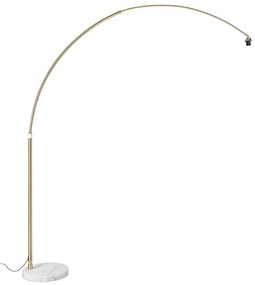 Аркова лампа месинг с бяла мраморна основа регулируема - XXL