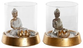 Декоративна фигурка DKD Home Decor Кристал Сребрист Златен Смола Ориенталски (2 броя) (16 x 16 x 18 cm)