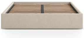 Светлокафяво двойно легло 160x200 cm тапицирано с място за съхранение/без табла с включена подматрачна рамка Susan – Micadoni