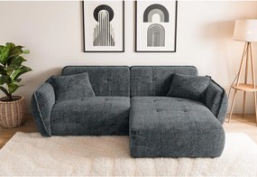Тъмносив шенилов ъглов диван (десен ъгъл) Nelia – Ropez