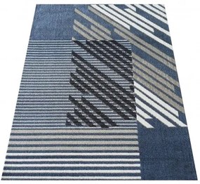 Дизайнерски килим в синьо с райета Широчина: 80 см | Дължина: 150 см