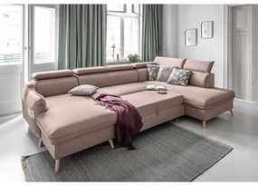 Бежов U-образен разтегателен диван, десен ъгъл Sweet Harmony - Miuform
