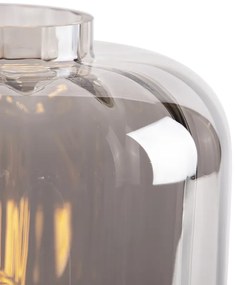 Дизайнерска настолна лампа черна с опушено стъкло - Qara