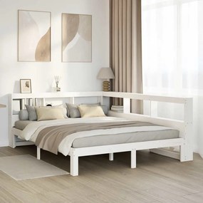 3324377 vidaXL Легло с етажерка за книги, без матрак, 160x200 см, бор масив