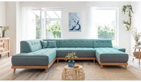 Тюркоаз разтегателен ъглов диван (ляв ъгъл/"U" форма) Dazzling Daisy – Miuform