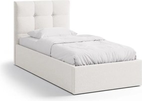 Кремаво единично легло 90x200 cm тапицирано с място за съхранение с включена подматрачна рамка Phaedra – Micadoni
