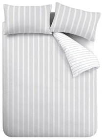 Сиво двойно удължено памучно спално бельо 230x220 cm Ashford Stripe – Bianca