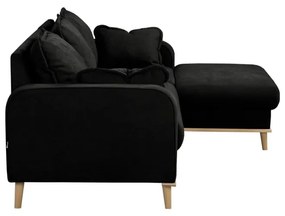 Черен ъглов диван (десен ъгъл) Beata - Ropez