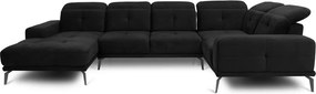 Черен кадифен ъглов диван (ляв ъгъл U форма) Neviro – ELTAP