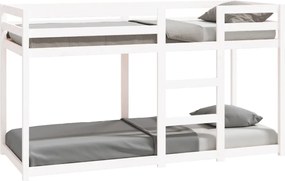821660 vidaXL Двуетажно легло, бяло, 75x190 см, борово дърво масив
