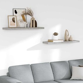 326604 vidaXL Окачени стенни рафтове 2 бр бетонно сиви 90x23,5x3,8 см МДФ
