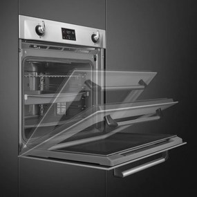 Фурна за вграждане Smeg SOP6902S2PX, 3000W, 68 л, Клас A++, 12 функции и 5 нива на готвене, Готвене чрез Комбинирана пара, Самопочистване, Таймер, 30-280C, Инокс