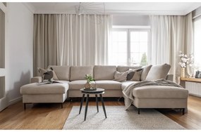 Бежов разтегателен ъглов диван от рипсено кадифе (десен ъгъл) Lofty Lilly – Miuform