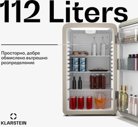 Klarstein Audrey Evo мини хладилник, 112 литра, ретро дизайн, тих, компактен, 3 цвята