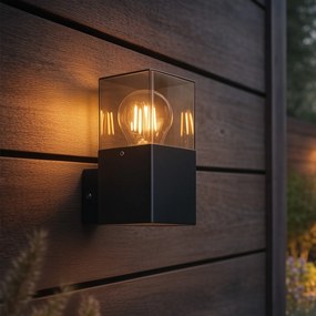 Модерна външна стенна лампа черна IP44 с опушено стъкло - Denmark