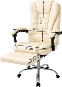 Офис стол BOSS с подложка за крака - кремава екокожа